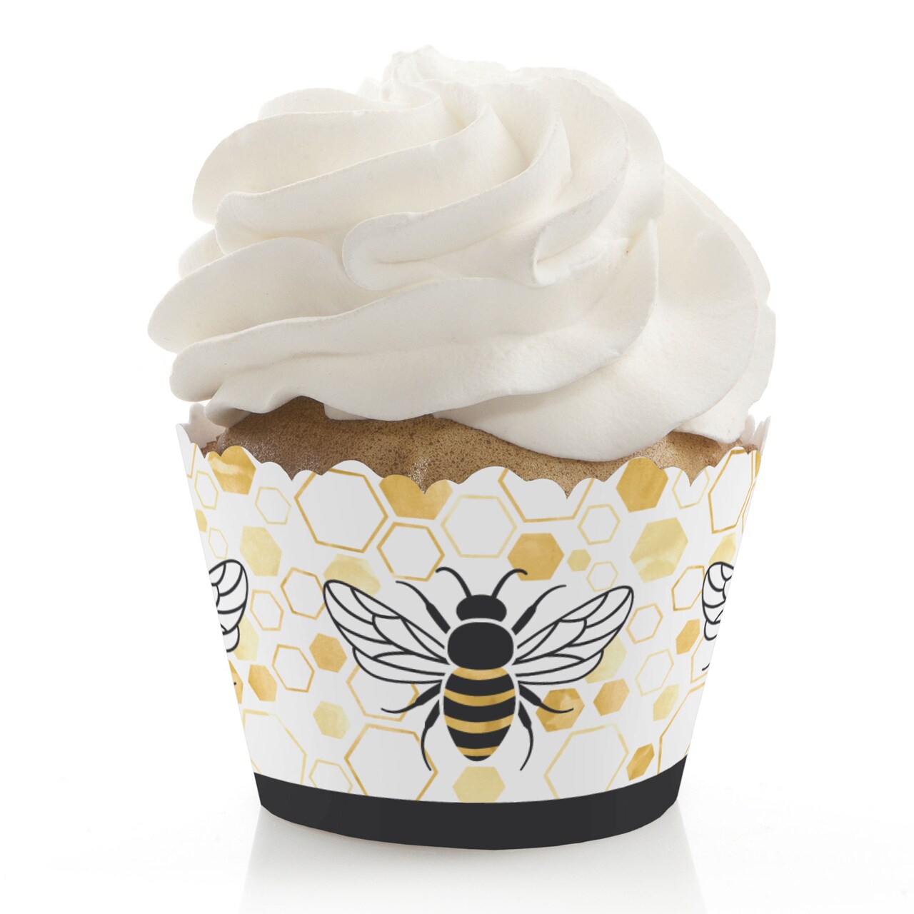 Big Dot of Happiness Little Bumblebee - Bee Baby Shower or Birthday Party  Decorations - Party Cupcake Wrappers - Set of 12